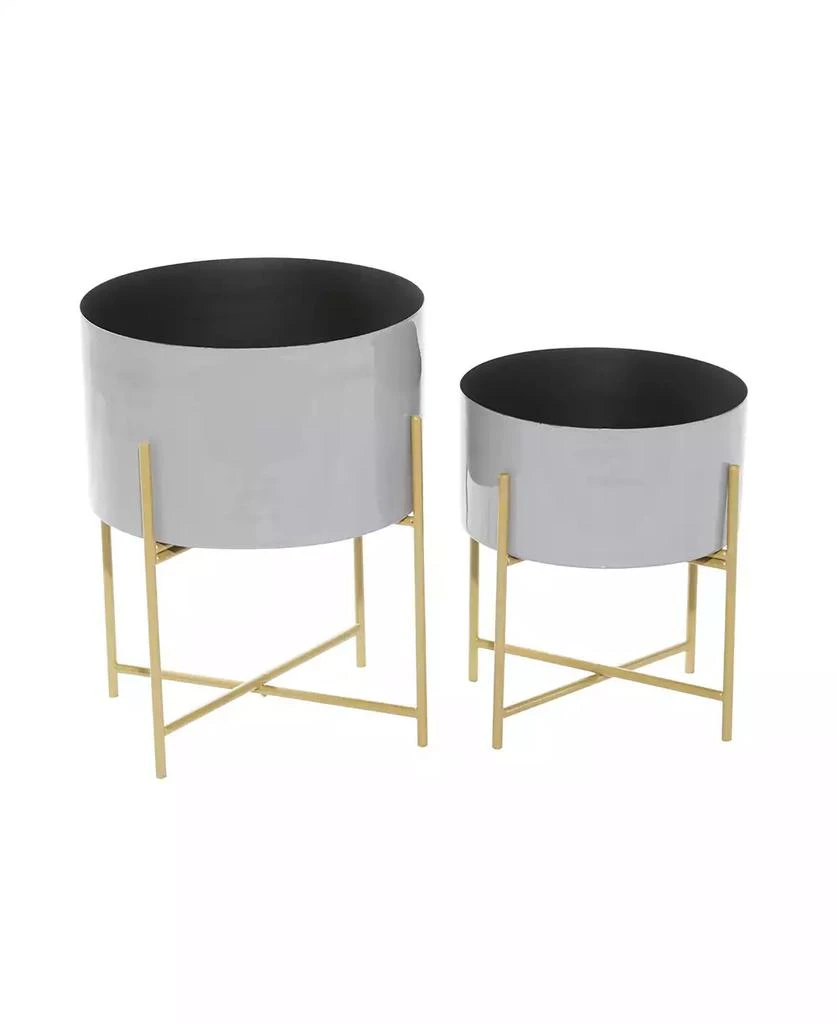 商品Rosemary Lane|Set of 2 Grey Metal Contemporary Planter, 12.5" x 16",价格¥534,第1张图片