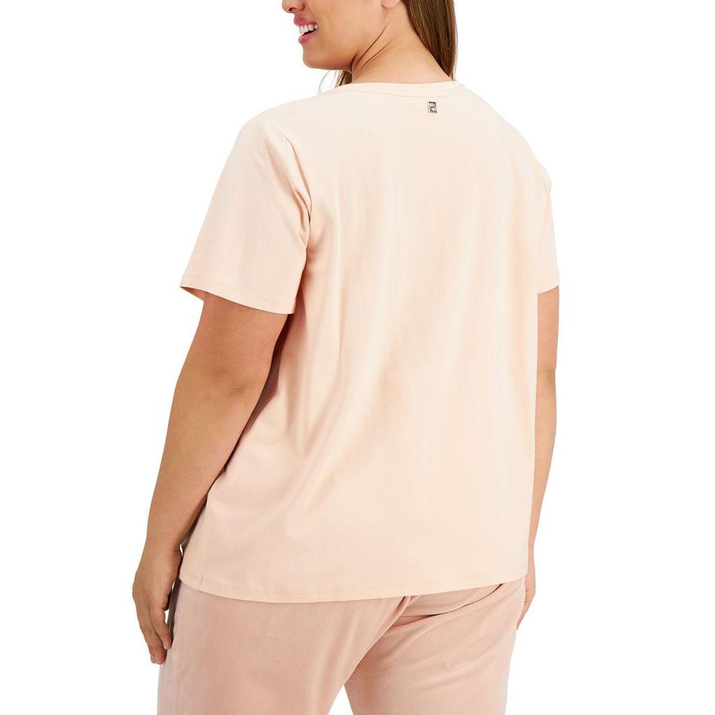 Calvin Klein Womens Plus     Cotton Blend Short Sleeve Graphic T-Shirt商品第3张图片规格展示