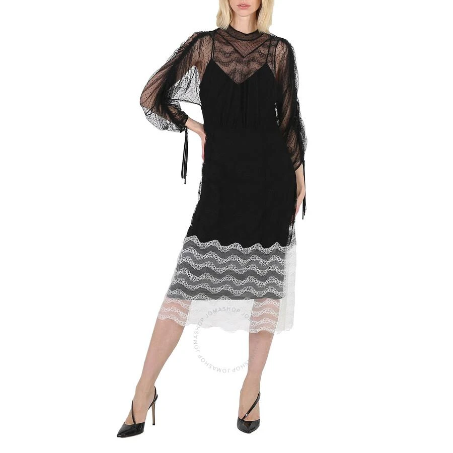 商品Burberry|Ladies Black Geometric Lace Dress With Gathered-sleeves,价格¥9694,第2张图片详细描述