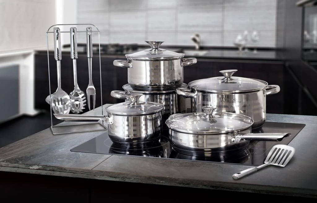 商品Berlinger Haus|17-Piece Jumbo Stainless Steel Cookware Set Blauman Collection,价格¥1422,第4张图片详细描述