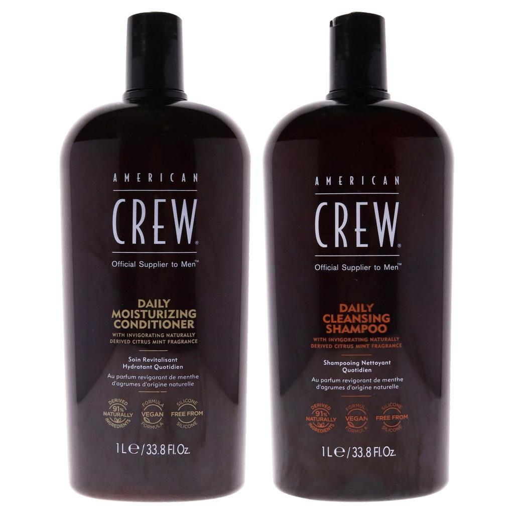 商品American Crew|Daily Cleansing Shampoo and Moisturizing Conditioner Kit by American Crew for Men - 2 Pc Kit 33.8oz Shampoo, 33.8oz Conditioner,价格¥298,第1张图片