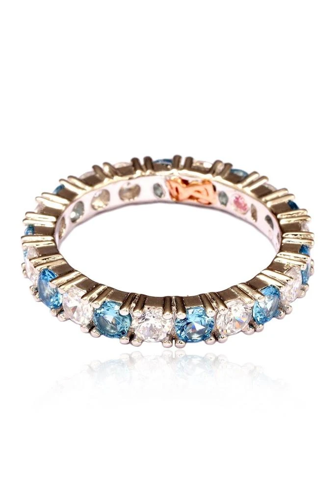 商品Suzy Levian|Sterling Silver CZ Aqua Blue Alternating Eternity Band Ring,价格¥1069,第1张图片
