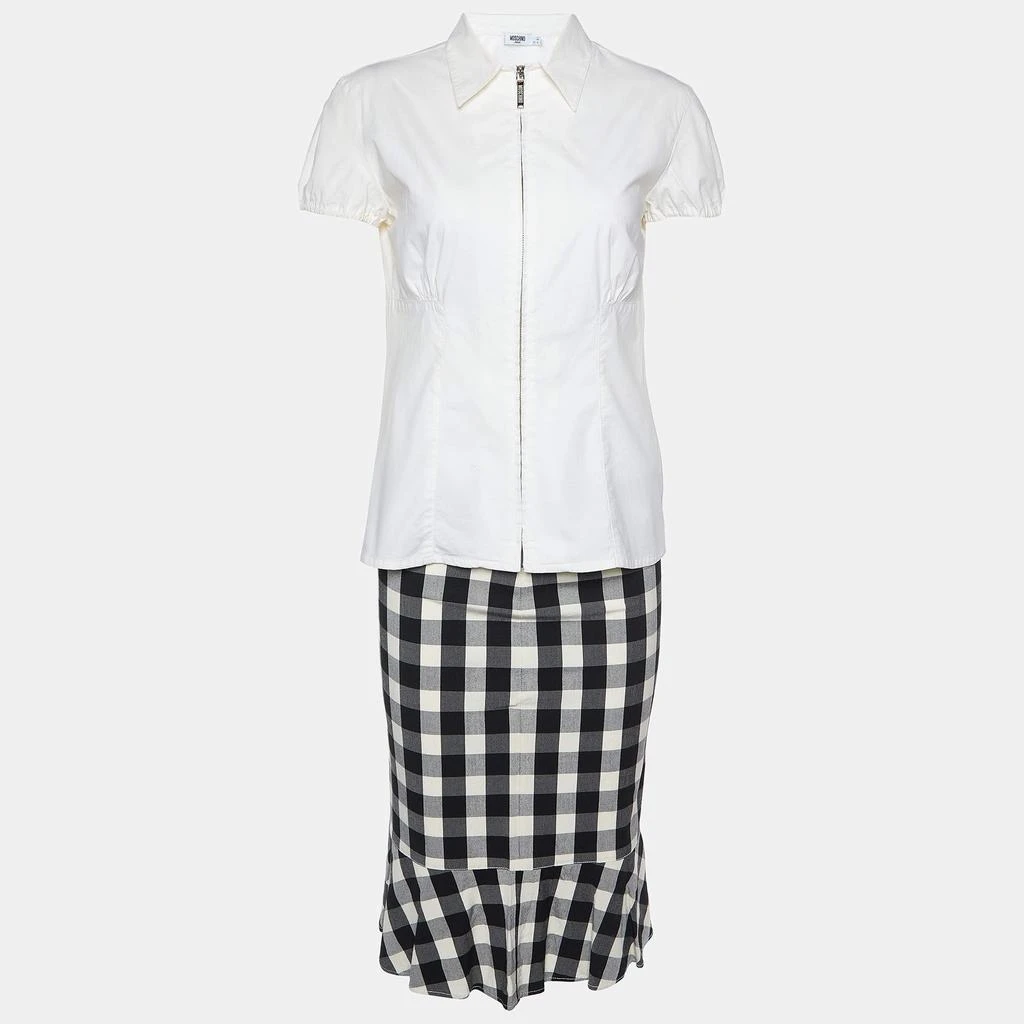 商品[二手商品] Moschino Jeans|Moschino Jeans White Cotton Top & Checked Skirt Set M,价格¥1045,第2张图片详细描述
