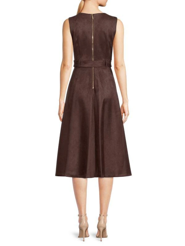 商品Calvin Klein|Belted Faux Suede Midi A Line Dress,价格¥263,第2张图片详细描述