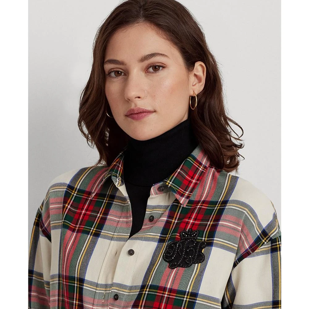 商品Ralph Lauren|Women's Bullion Checked Plaid Twill Shirt, Regular and Petite,价格¥330,第3张图片详细描述