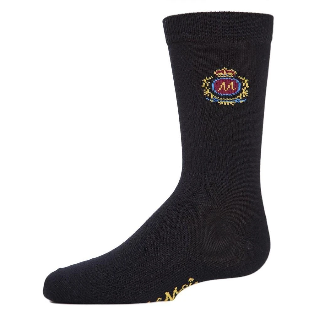 商品Memoi|Boy's Sophisti-Crest Cotton Blend Crew Socks,价格¥82,第1张图片