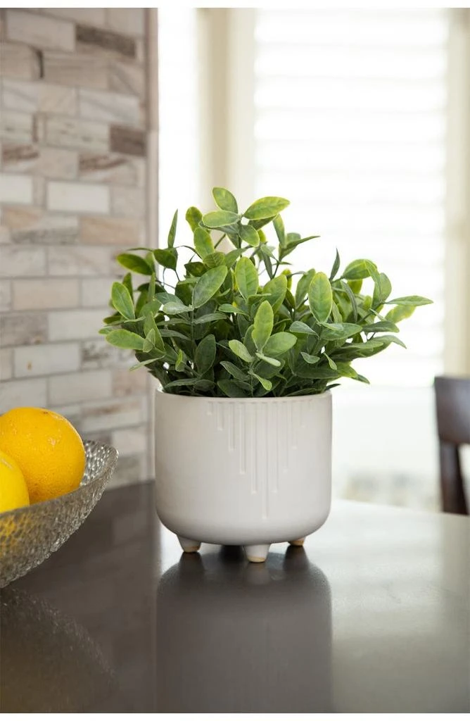 商品FLORA BUNDA|Tea Leaf In White Cascade Footed Pot,价格¥329,第3张图片详细描述
