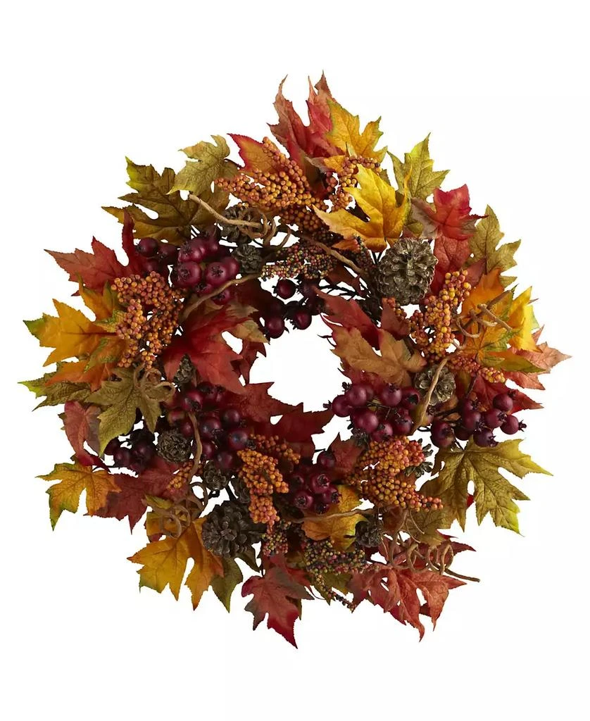 商品NEARLY NATURAL|24" Maple and Berry Wreath,价格¥667,第1张图片