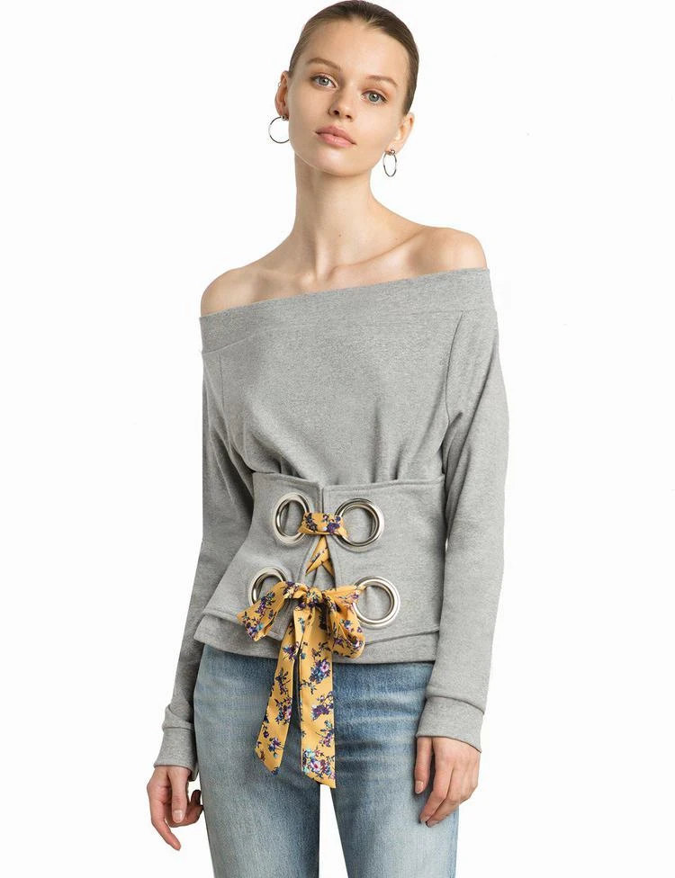 商品Pixie Market|Eyelet Scarf Tie OTS Sweatshirt,价格¥515,第1张图片