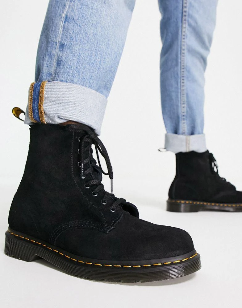 商品Dr. Martens|Dr Martens 1460 Pascal 8 eye boots in black suede,价格¥1338,第1张图片