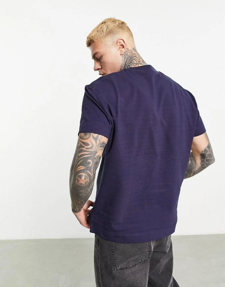 商品ASOS|ASOS DESIGN Relaxed textured t-shirt in navy,价格¥123,第3张图片详细描述