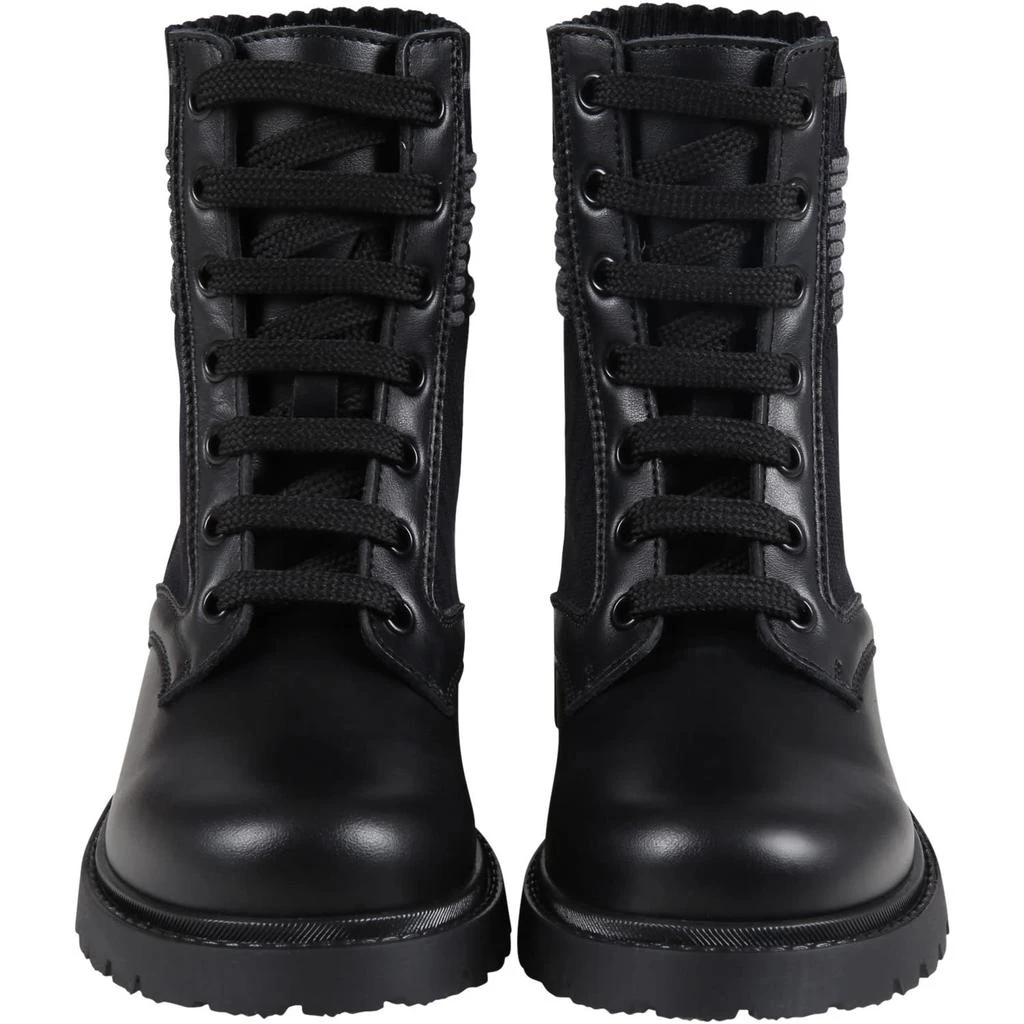 商品Fendi|Black Boots For Kids With Double Gray Ff,价格¥4310,第2张图片详细描述