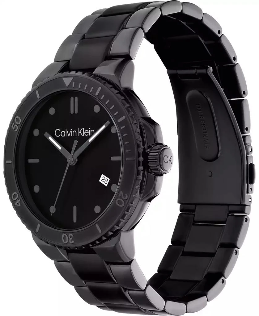 商品Calvin Klein|Men's Black Stainless Steel Bracelet Watch 44mm,价格¥944,第2张图片详细描述