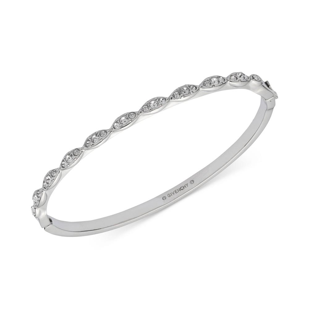 Silver-Tone Crystal Small Navette Bangle Bracelet商品第1张图片规格展示