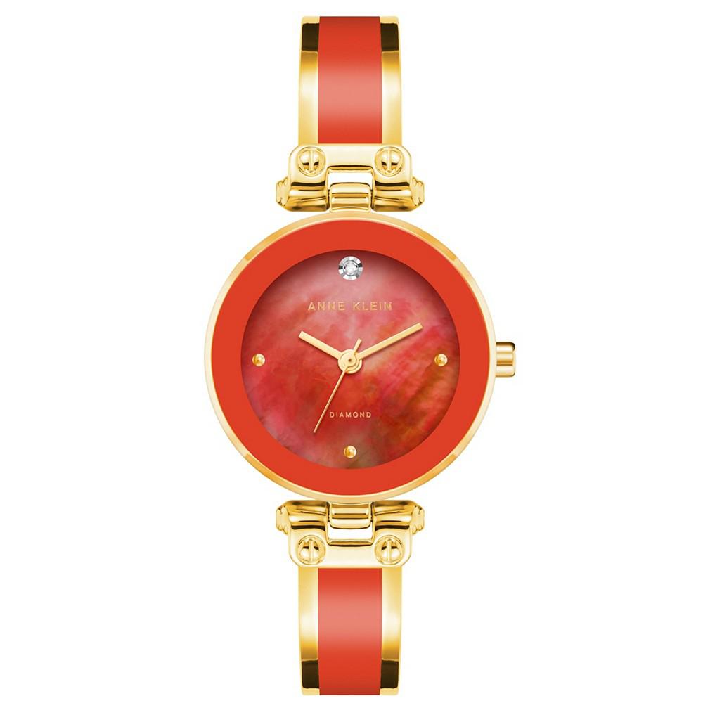 Women's Gold-Tone Alloy with Red Enamel Bangle Watch 34mm商品第1张图片规格展示