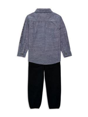 商品Calvin Klein|Little Boy's 2-Piece Logo Shirt & Pants Set,价格¥210,第4张图片详细描述