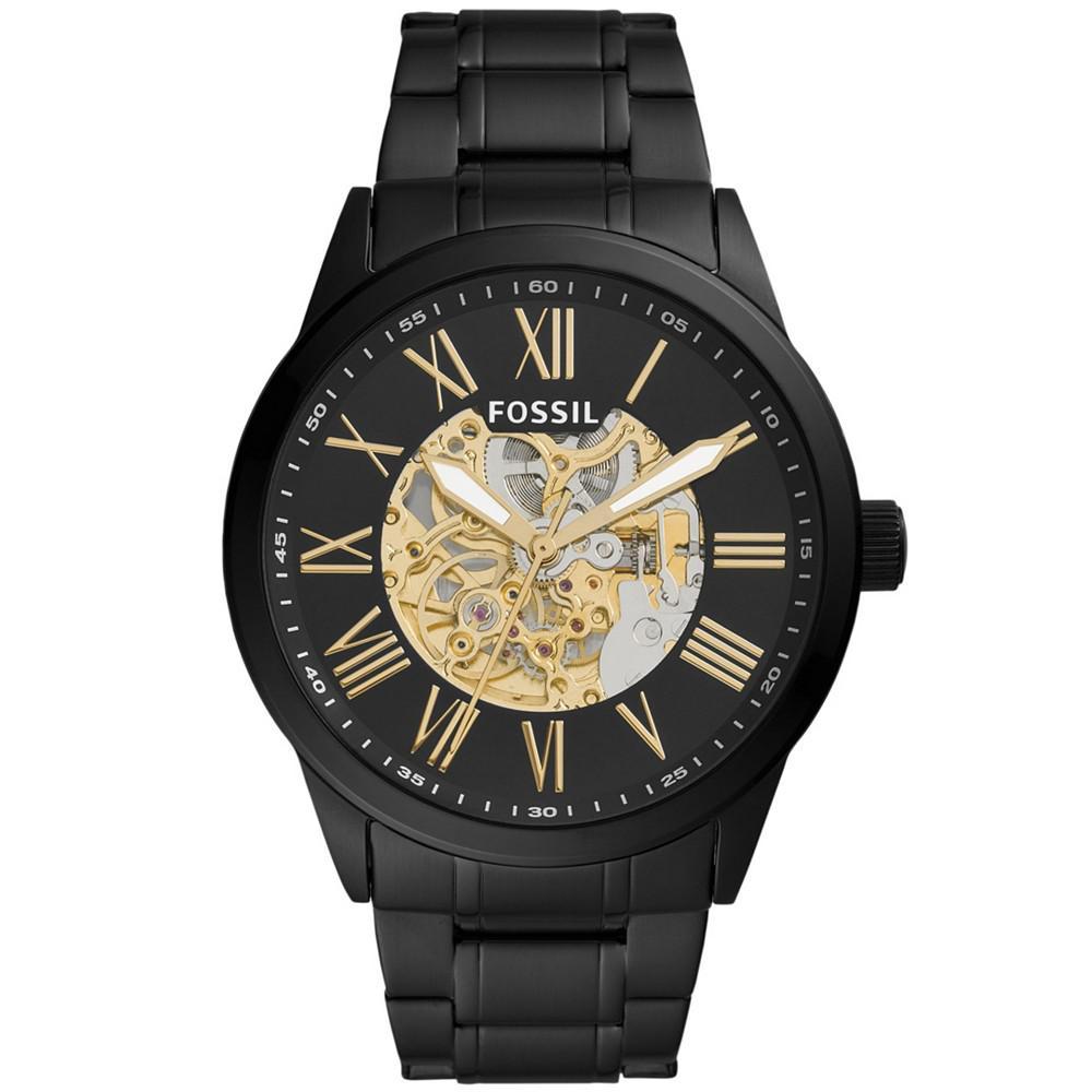 商品Fossil|Men's Flynn Automatic Black Stainless Steel Watch 48mm,价格¥1032,第1张图片