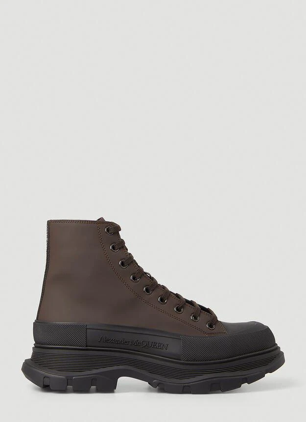 商品Alexander McQueen|Tread Slick Ankle Boots in Brown,价格¥3697,第1张图片