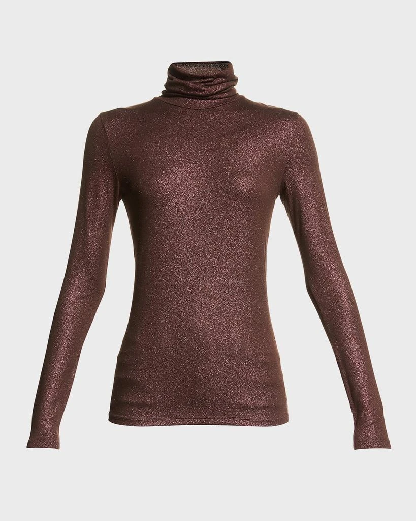 商品MAJESTIC FILATURES|Metallic Long-Sleeve Turtleneck Top,价格¥714,第2张图片详细描述