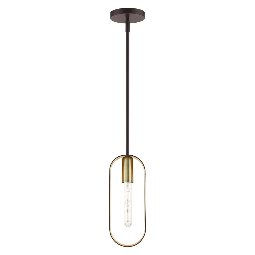 One Light Bronze with Antique Brass Accents Pendant 商品