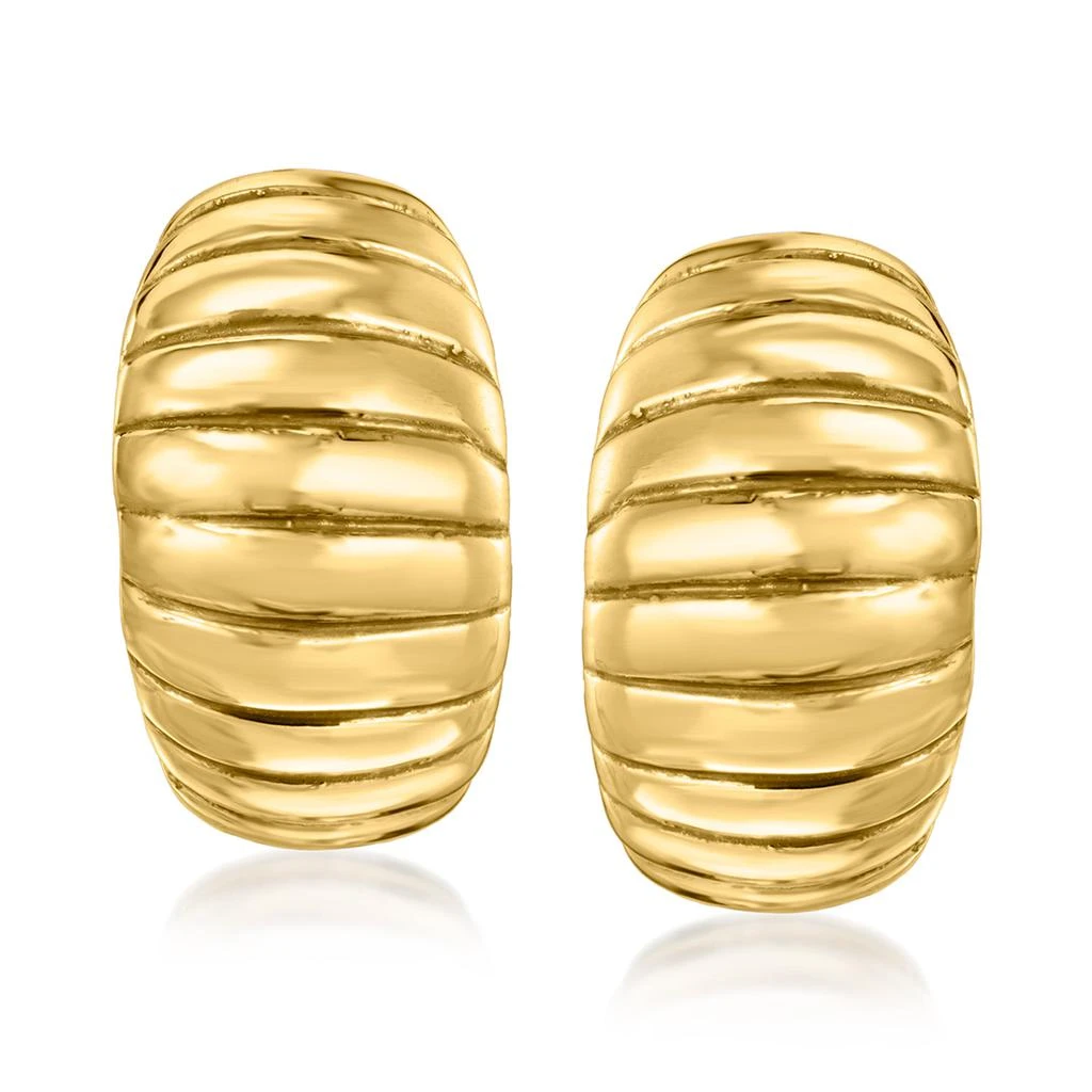 商品Ross-Simons|Italian 18kt Yellow Gold Ribbed Earrings,价格¥6283,第1张图片