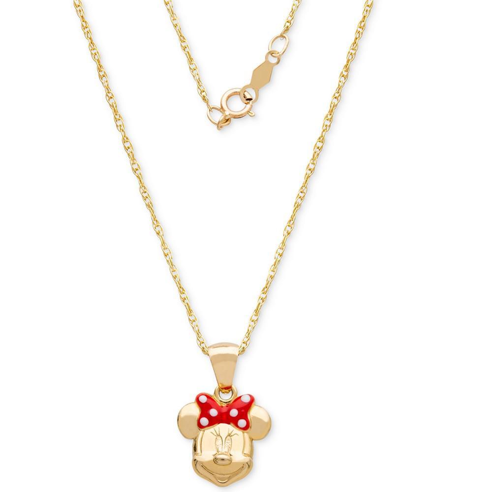商品Disney|Children's Minnie Mouse 15" Pendant Necklace with Enamel Bow in 14k Gold,价格¥1550,第6张图片详细描述
