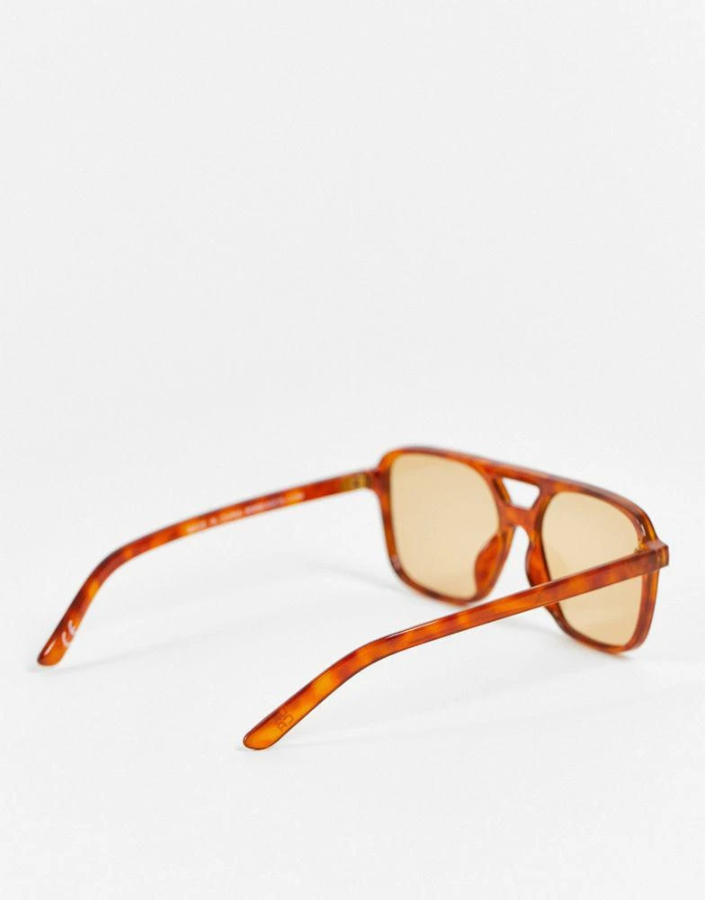 商品ASOS|ASOS DESIGN aviator sunglasses in tort with light brown lens,价格¥81,第3张图片详细描述