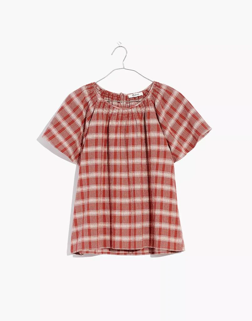 商品Madewell|Plaid Gauze Flutter-Sleeve Top,价格¥354,第5张图片详细描述