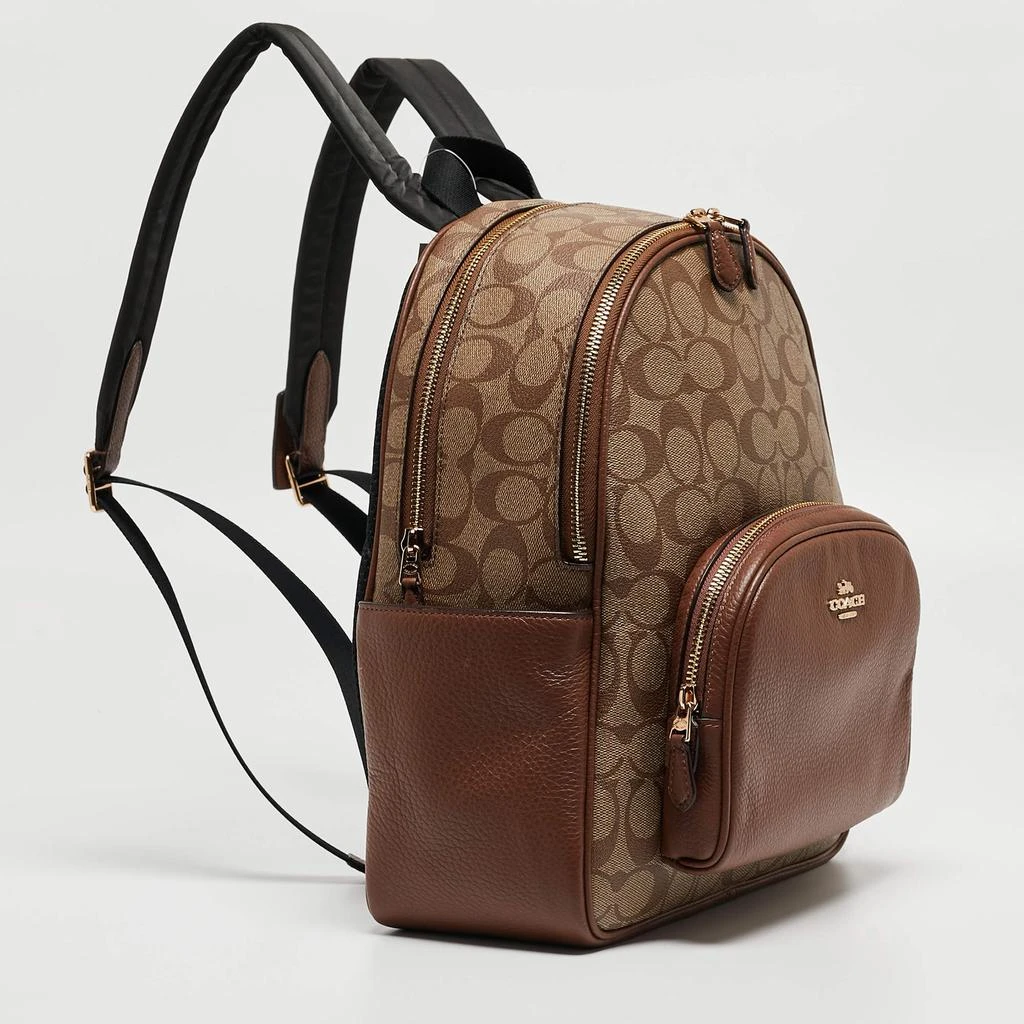 商品Coach|Coach Brown/Beige Signature Coated Canvas and Leather Court Backpack,价格¥3807,第3张图片详细描述