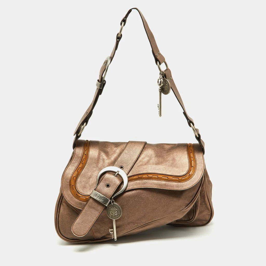 商品[二手商品] Dior|Dior Copper Leather Large Gaucho Double Saddle Shoulder Bag,价格¥6136,第1张图片