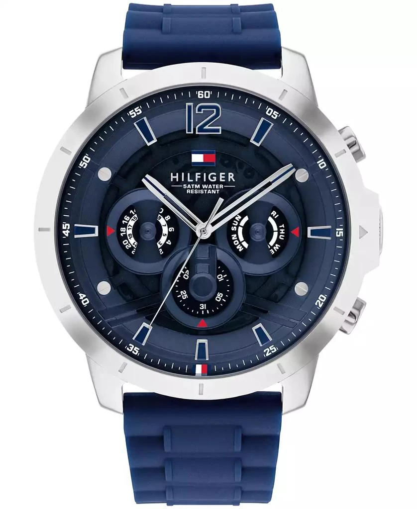 商品Tommy Hilfiger|Men's Navy Silicone Strap Watch 50mm,价格¥788,第1张图片