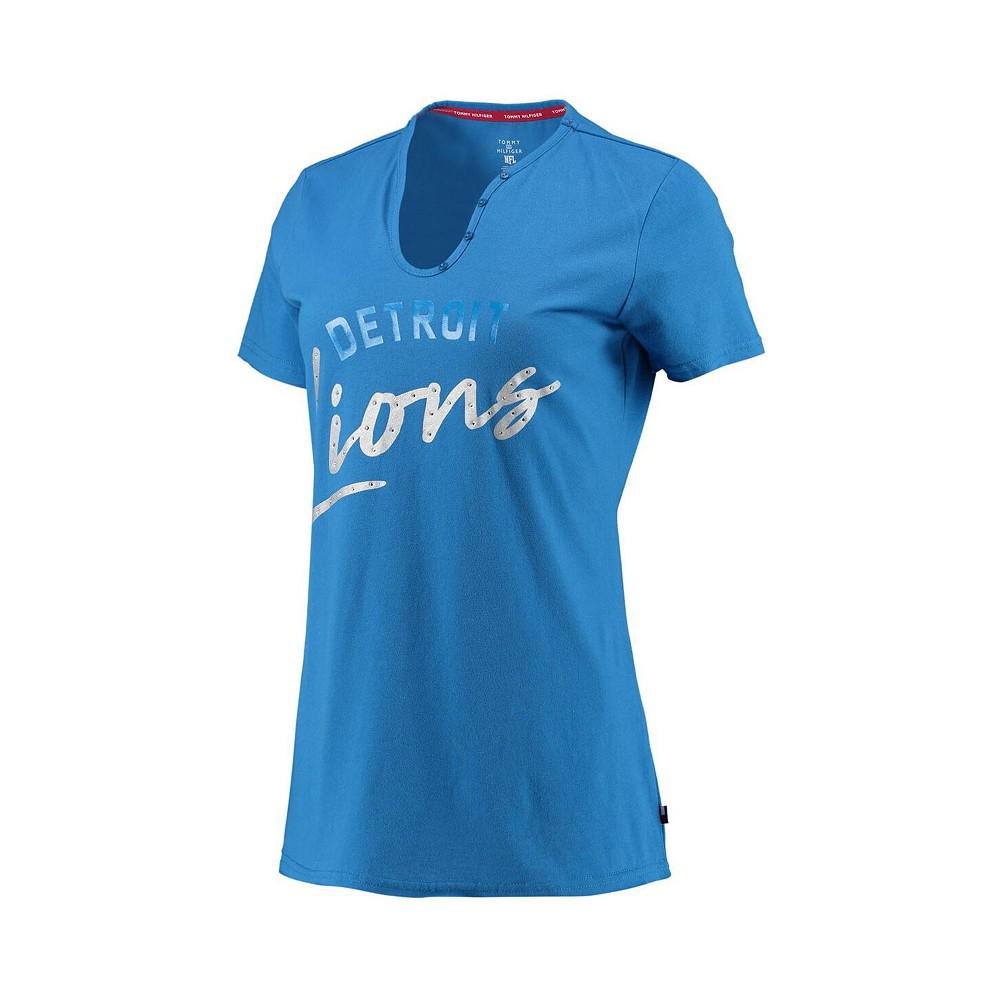 Women's Blue Detroit Lions Riley V-Neck T-shirt商品第3张图片规格展示