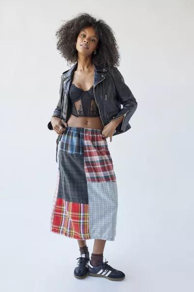 Urban Renewal Remade Plaid Pieced Midi Skirt商品第1张图片规格展示
