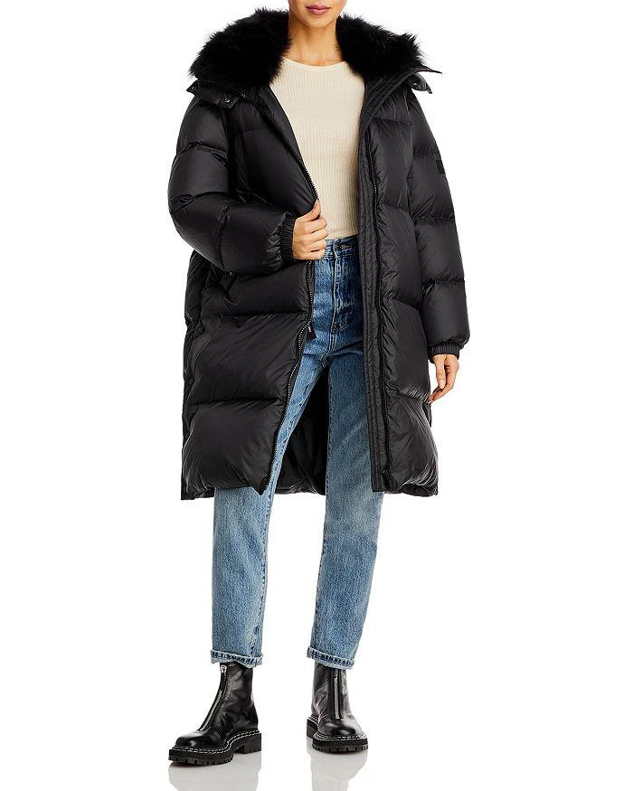 商品Yves Salomon|Shearling Collar Technical Down Puffer Coat,价格¥7421,第1张图片