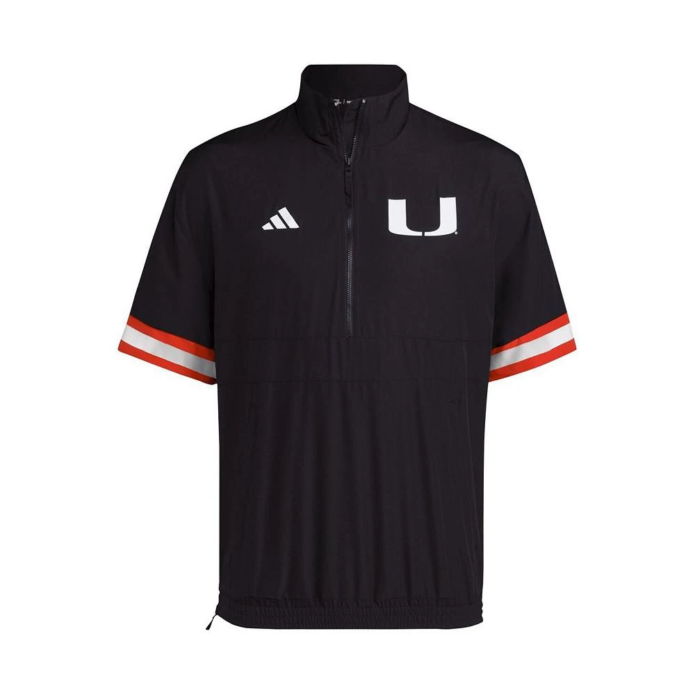 商品Adidas|Men's Black Miami Hurricanes Strategy Short Sleeve Half-Zip Jacket,价格¥622,第3张图片详细描述