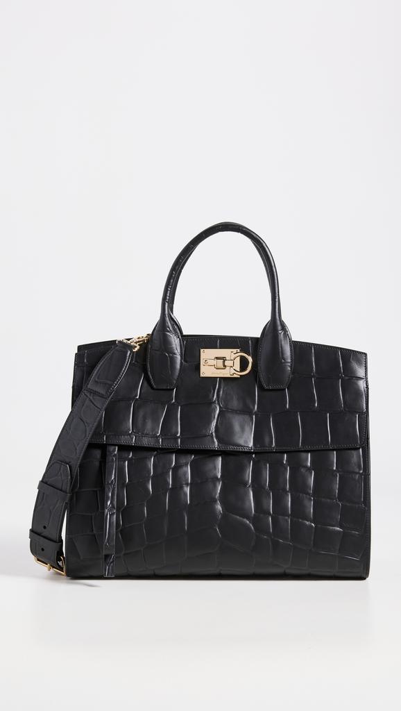 商品Salvatore Ferragamo|Salvatore Ferragamo 菲拉格慕 The Studio 鳄鱼纹效果公文包,价格¥24957,第4张图片详细描述