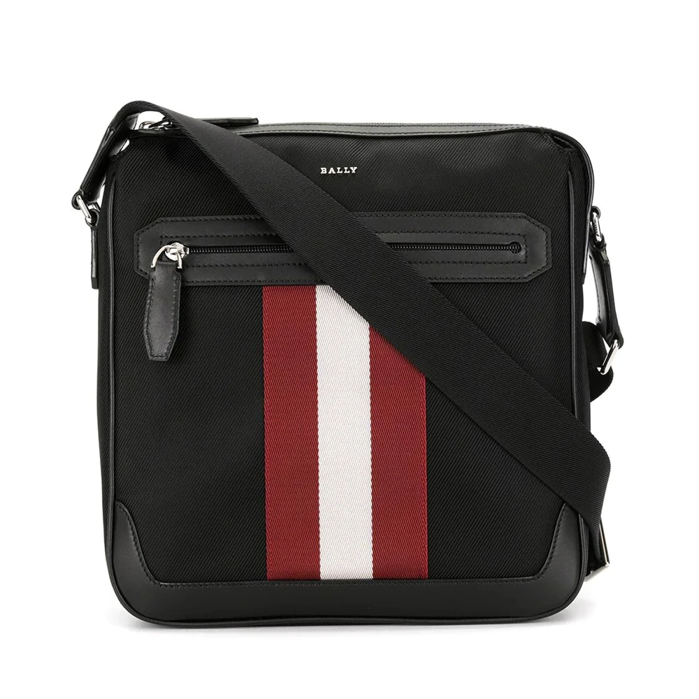 商品Bally|BALLY 男士黑色条纹徽标单肩斜挎包 6231807,价格¥2223,第1张图片