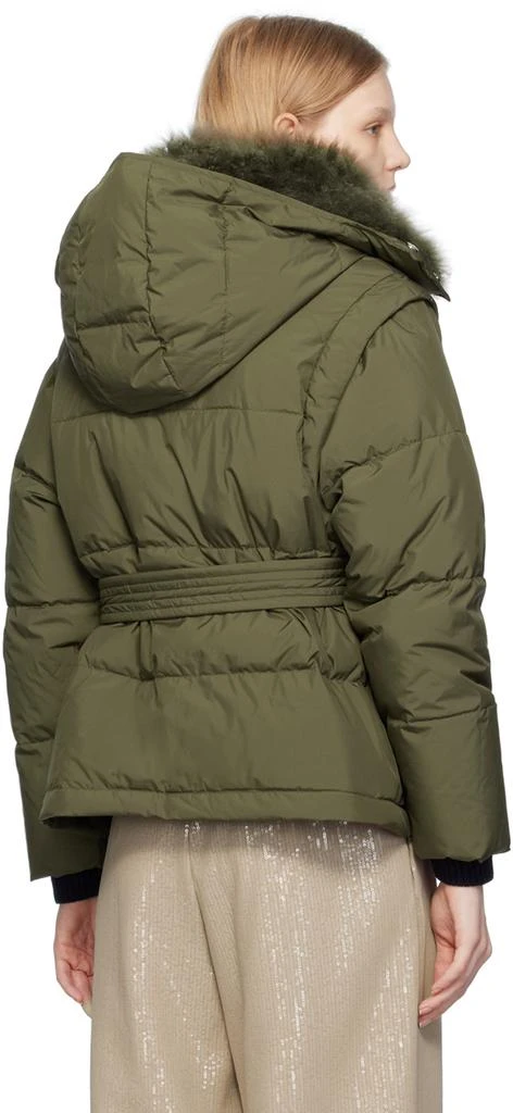 商品Yves Salomon|Green Belted Down Jacket,价格¥4936,第3张图片详细描述