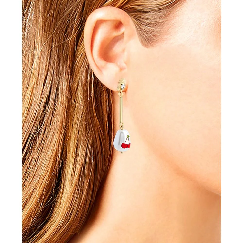 商品Coach|Gold-Tone Crystal & Cherry Imitation Pearl Linear Drop Earrings,价格¥500,第2张图片详细描述