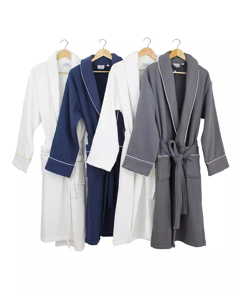 商品Linum Home Textiles|Unisex Waffle Weave Terry 100% Turkish Cotton Bathrobe with Satin Piped Trim,价格¥637,第2张图片详细描述