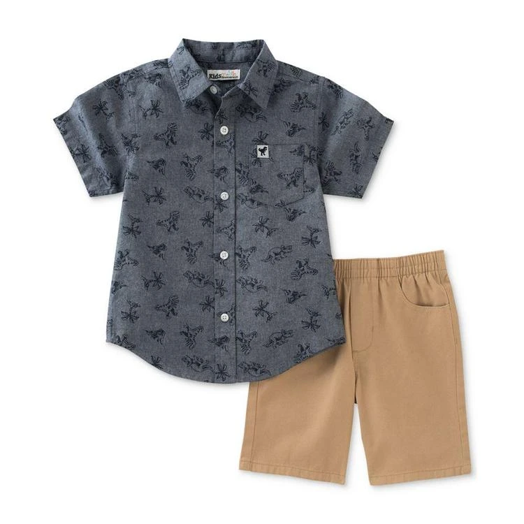 商品KIDS HEADQUARTERS|2-Pc. Cotton Dino-Print Shirt & Shorts Set, Baby Boys (0-24 months),价格¥72,第1张图片