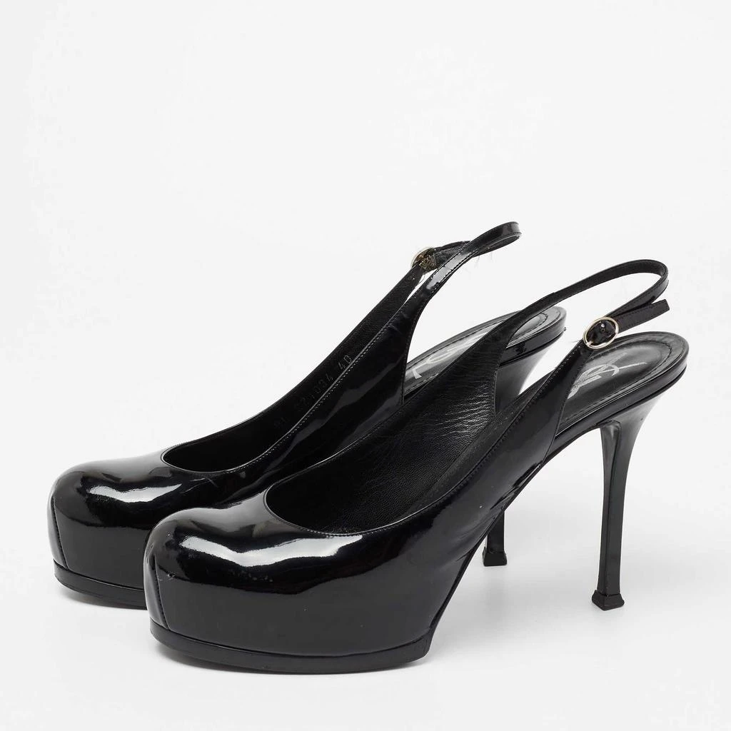 商品[二手商品] Yves Saint Laurent|Yves Saint Laurent Black Patent Leather Tribtoo Slingback  Pumps Size 40,价格¥1517,第2张图片详细描述