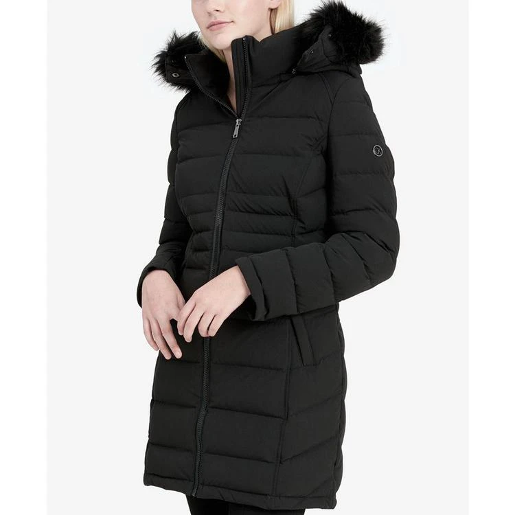 商品Calvin Klein|Faux-Fur-Trim Stretch Down Coat,价格¥1047,第3张图片详细描述