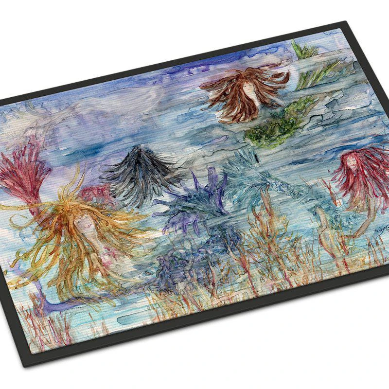 商品Caroline's Treasures|24 in x 36 in Abstract Mermaid Water Fantasy Door Mat Indoor/Outdoor,价格¥307,第1张图片