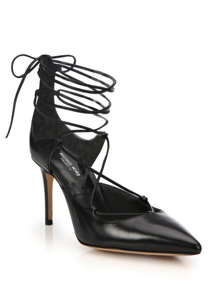 Gabby Point Toe Leather Lace-Up Pumps 商品