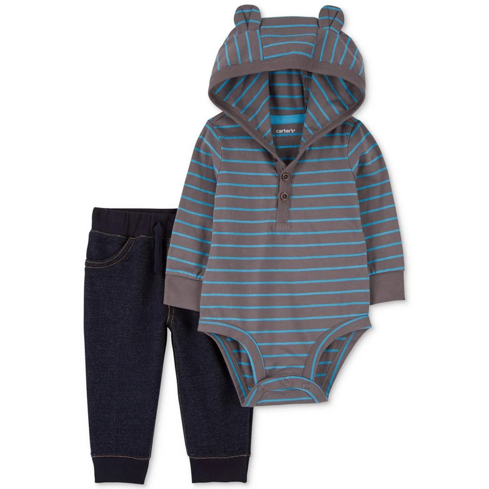 商品Carter's|Baby Boys 2-Pc. Stripe Hooded Bodysuit & Pants Set,价格¥180,第1张图片