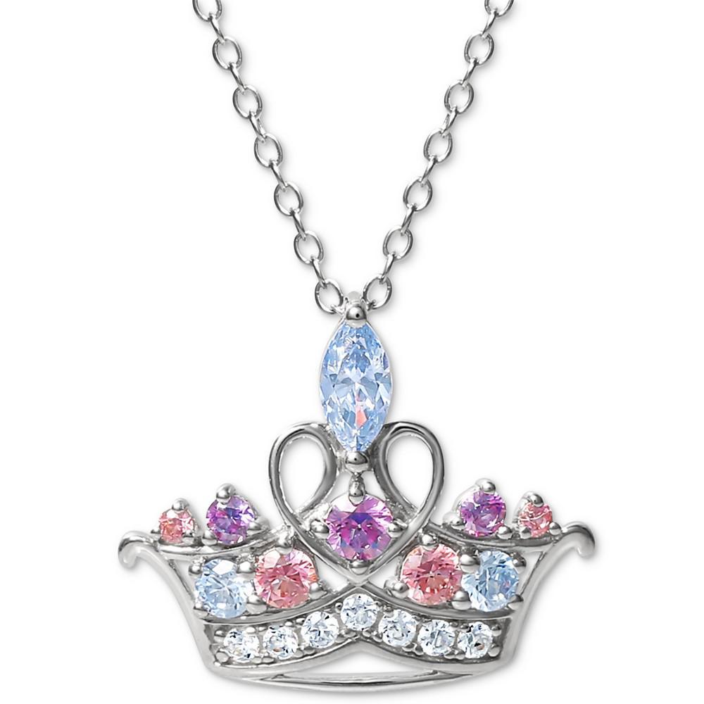 商品Disney|Multicolor Cubic Zirconia Tiara 18" Pendant Necklace in Sterling Silver,价格¥231,第1张图片