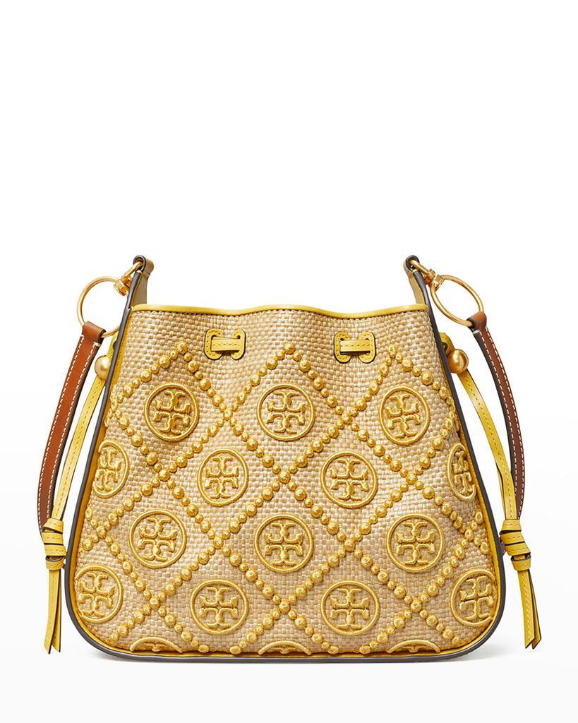 商品Tory Burch|T Monogram Bell Straw Shoulder Bag,价格¥3054,第4张图片详细描述