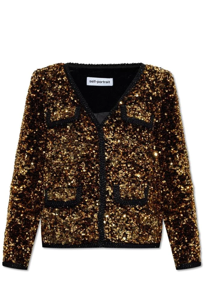 商品Self Portrait|Self-Portrait Sequin-Embellished V-Neck Jacket,价格¥3100-¥3427,第1张图片