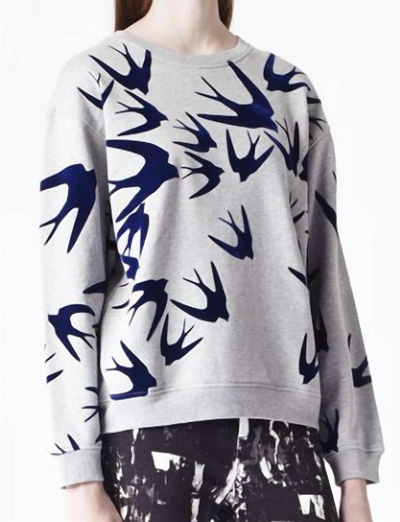 商品Alexander McQueen|Felt Swallow Sweatshirt In Grey,价格¥1598,第1张图片